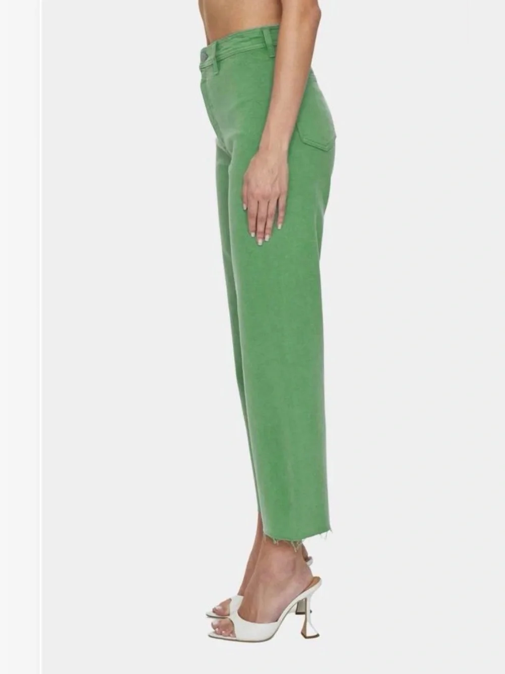 Pistola Penny Crop High Rise Wide Leg Jeans Avocado Green Size 28 Anthropologie - Picture 3 of 13